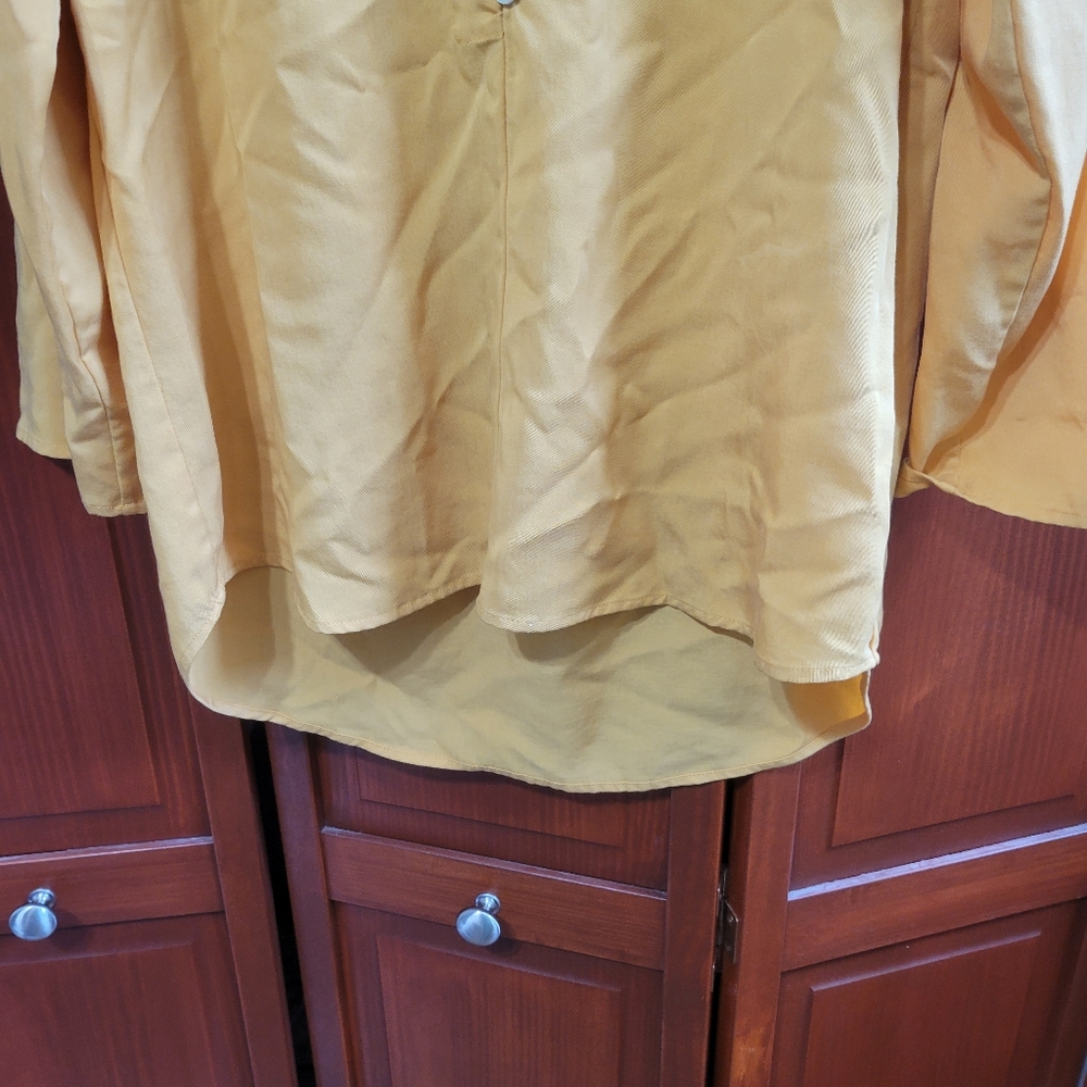Soft Surroundings Yellow Lyocell Button Up V Neck Long Sleeve Tunic | Small - Picture 4 of 10